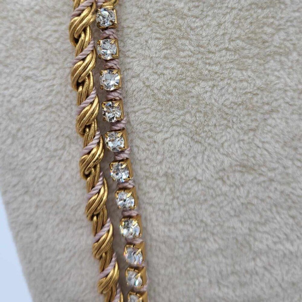 J Crew Gold Tone and Clear Crystal Double Rope Necklace NWOT! - Picture 6 of 11